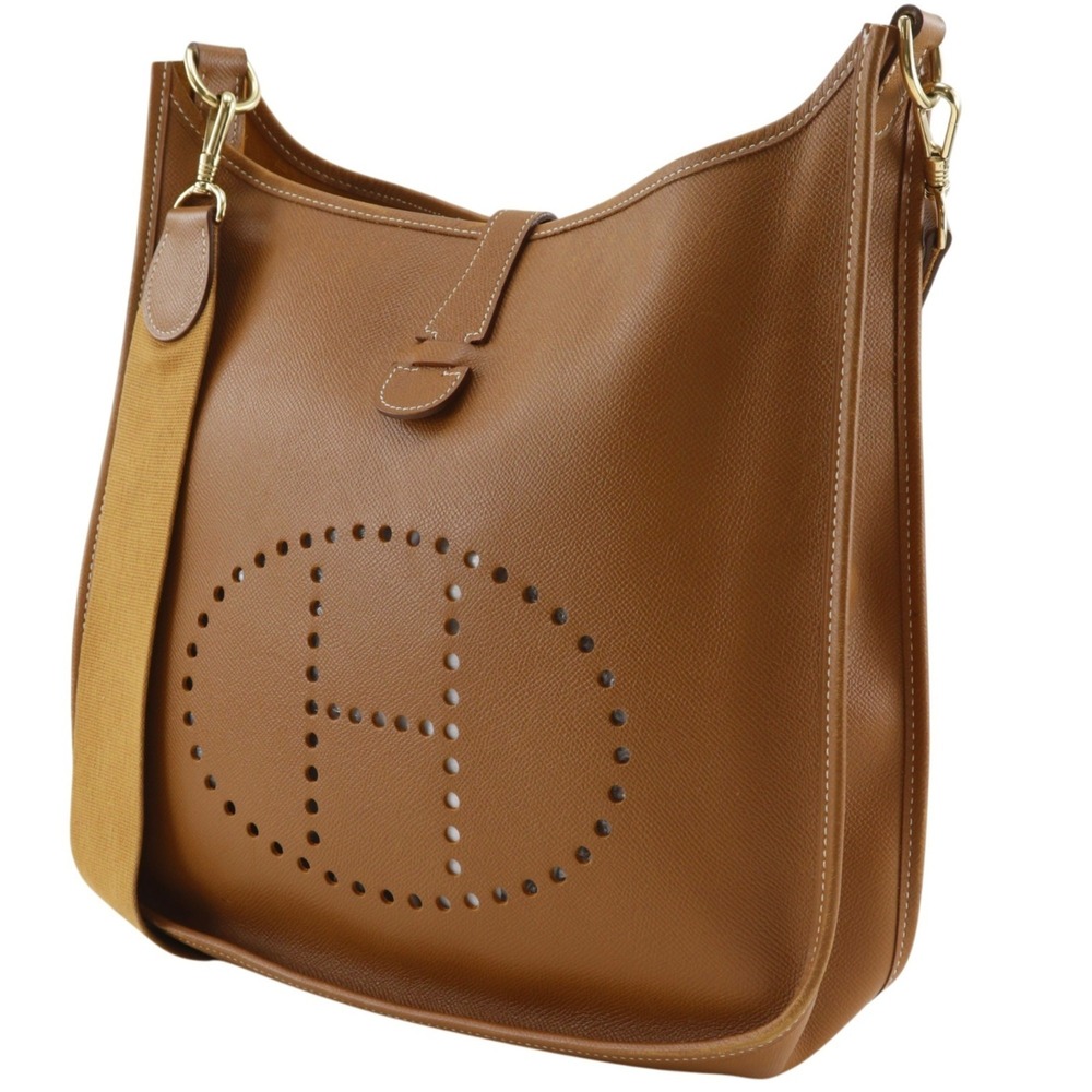 Hermes Evelyne 1 GM Shoulder Bag, Courchevel Leather, Gold, 1998 Model, Brown... - Picture 2 of 14